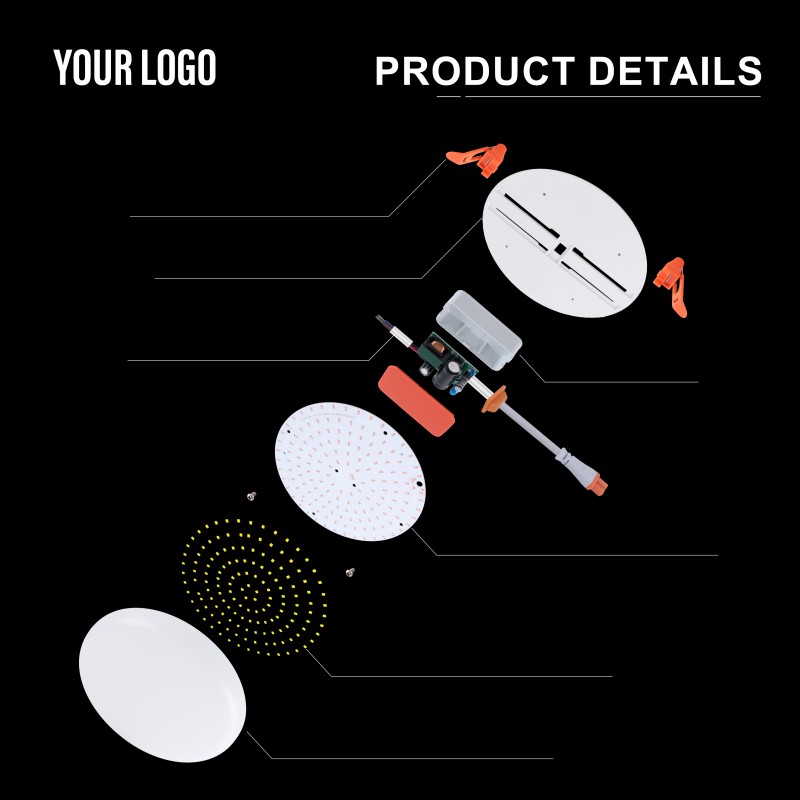 36 Vt Girişli LED Çərçivəsiz Panel İşıq, Alüminium + PC, Dəmir + PP